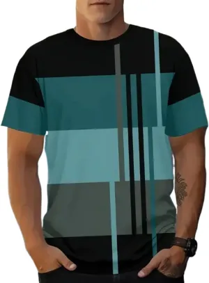 Fashion Striped Printed T-Shirt Loose Breathable Casual Short-Sleeved Shirt