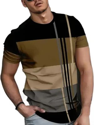 Fashion Striped Printed T-Shirt Loose Breathable Casual Short-Sleeved Shirt