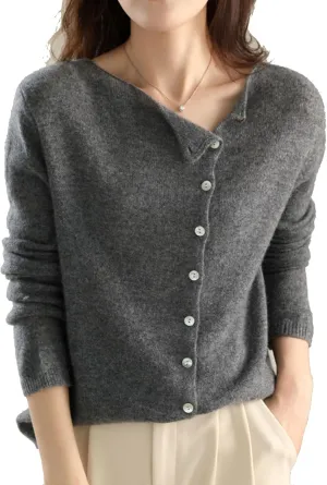 Faux Cashmere Cardigan Sweaters for Women, Open Front Cropped Cardigan Sweater, Long Sleeve Crewneck Knit Cardigan
