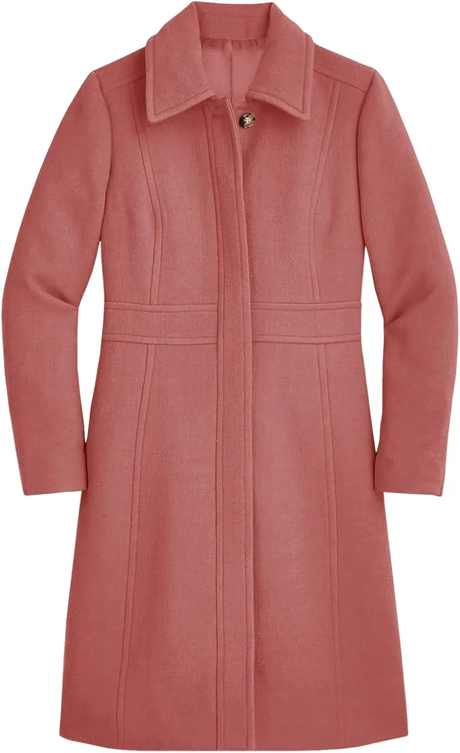 Fisoew Women's Elegant Single Breasted Coat Long Sleeve Mid Winter Overcoat Work Office Pea Coats
