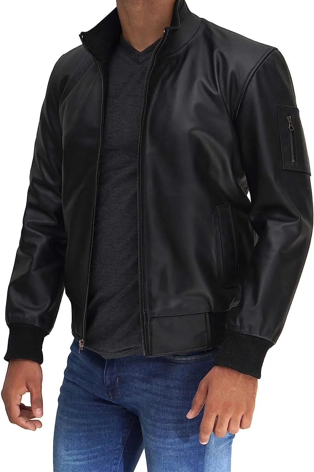 fjackets Bomber Leather Jacket Men Real Lambskin Stylish Leather Flight Jackets For Mens
