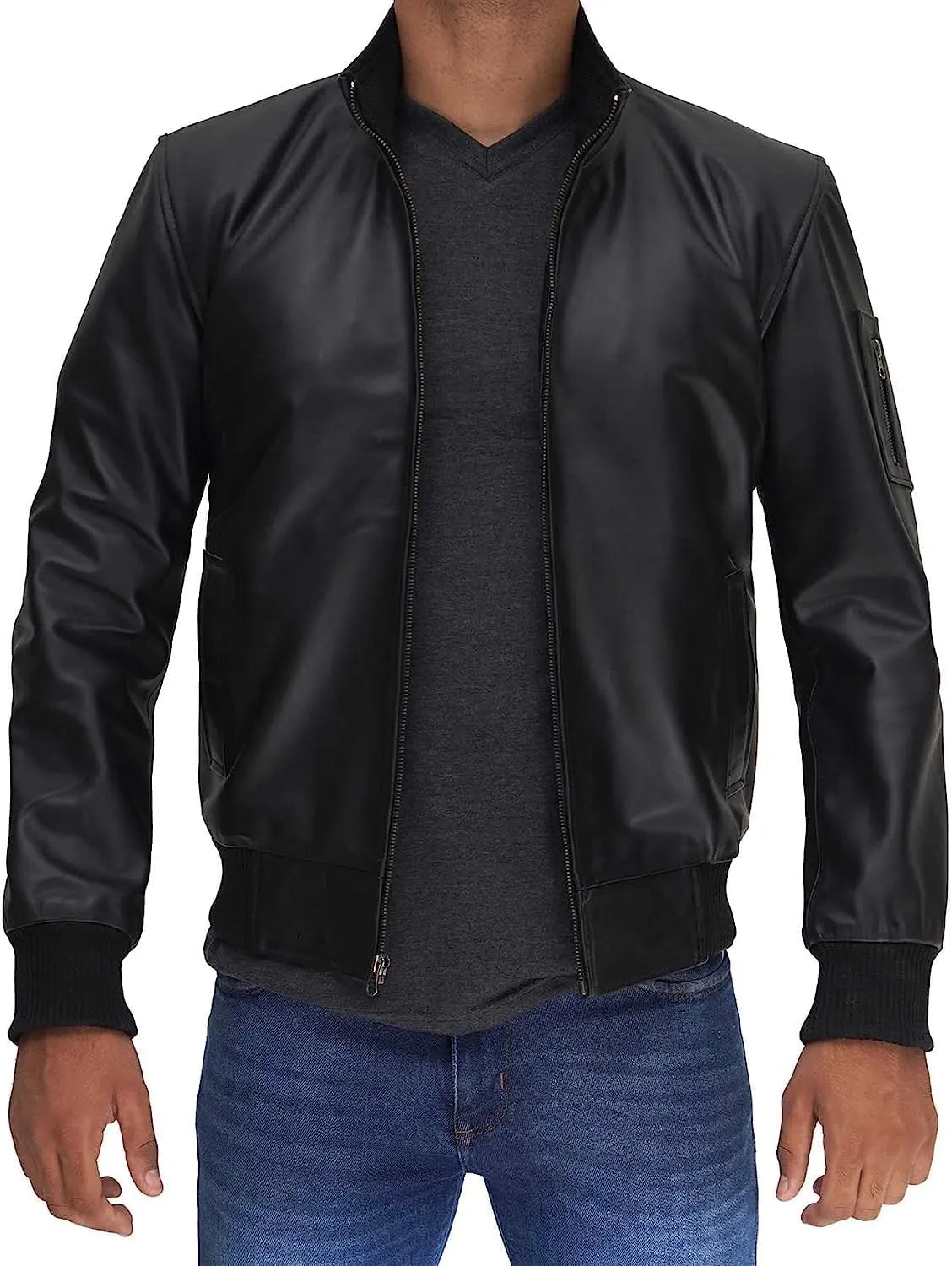 fjackets Bomber Leather Jacket Men Real Lambskin Stylish Leather Flight Jackets For Mens