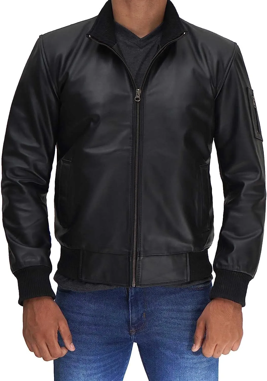 fjackets Bomber Leather Jacket Men Real Lambskin Stylish Leather Flight Jackets For Mens