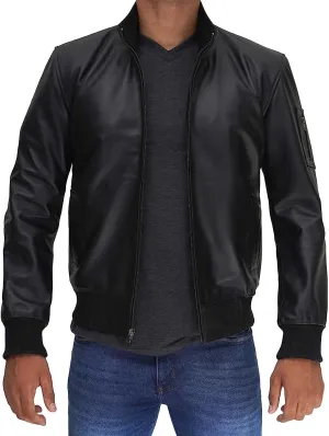 fjackets Bomber Leather Jacket Men Real Lambskin Stylish Leather Flight Jackets For Mens