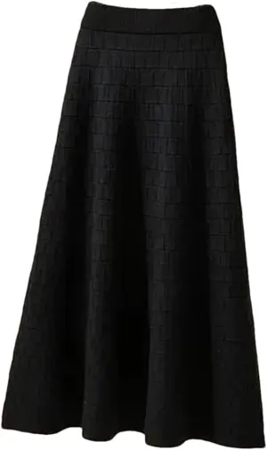 Fjnbbiot Autumn Winter Women's Fashion Midi Skirt High Waist Pleated Knitted Thick Warm A-Line Skirts