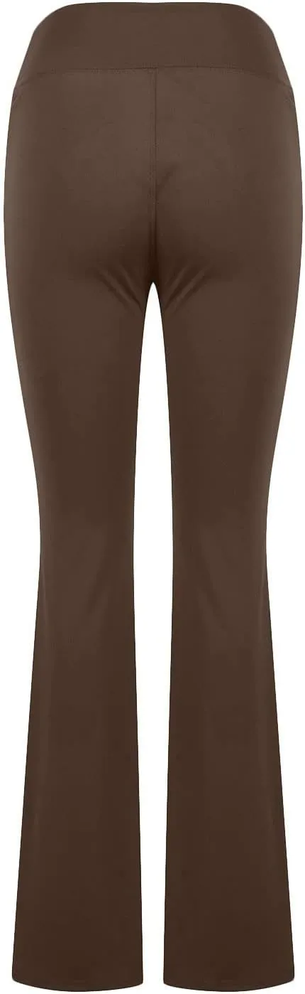 Flare Yoga Pants for Women V Neck High Waisted Tummy Control Pants Skinny Stretch Butt Lifting Pull on Pants with Pockets