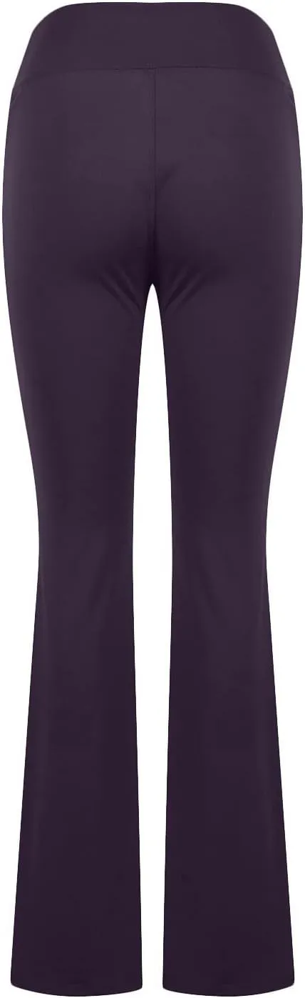Flare Yoga Pants for Women V Neck High Waisted Tummy Control Pants Skinny Stretch Butt Lifting Pull on Pants with Pockets