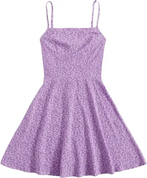 Floerns Women's Ditsy Floral High Waist Cami Short A Line Dress
