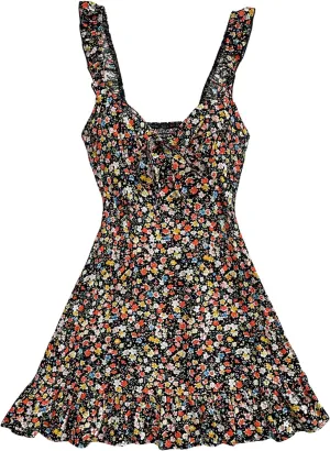 Floerns Women's Ditsy Floral Print Cami Dress Tie Front Vacation A Line Mini Dress