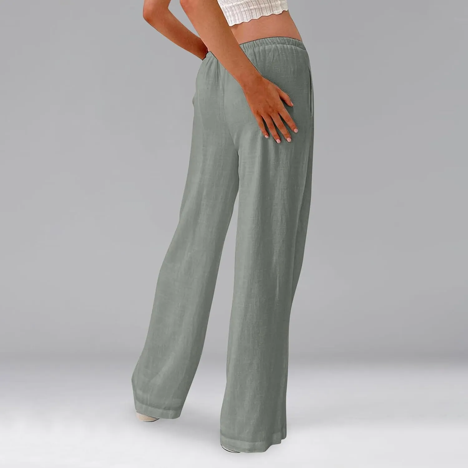Flowy Wide Leg Pants Woman Baggy Drawstring Elastic Waist Gaucho Pants Lightweight Summer Boho Gauze Cover Up Pants