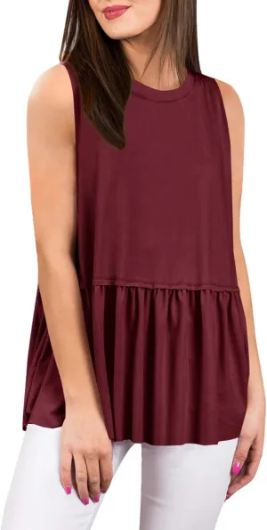 For G and PL Women Summer Flare Ruffle Swing Shirt Peplum Tops
