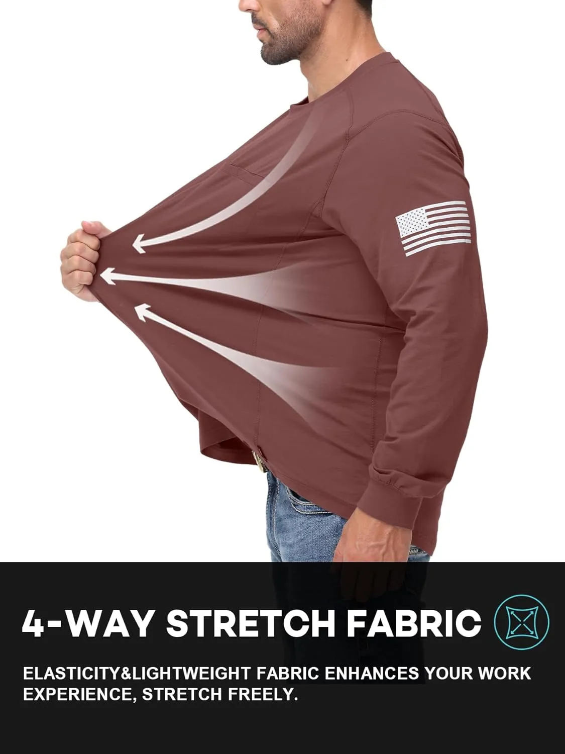 FR Shirts for Men Stretch Patriot Baseball T-Shirt Work Shirt