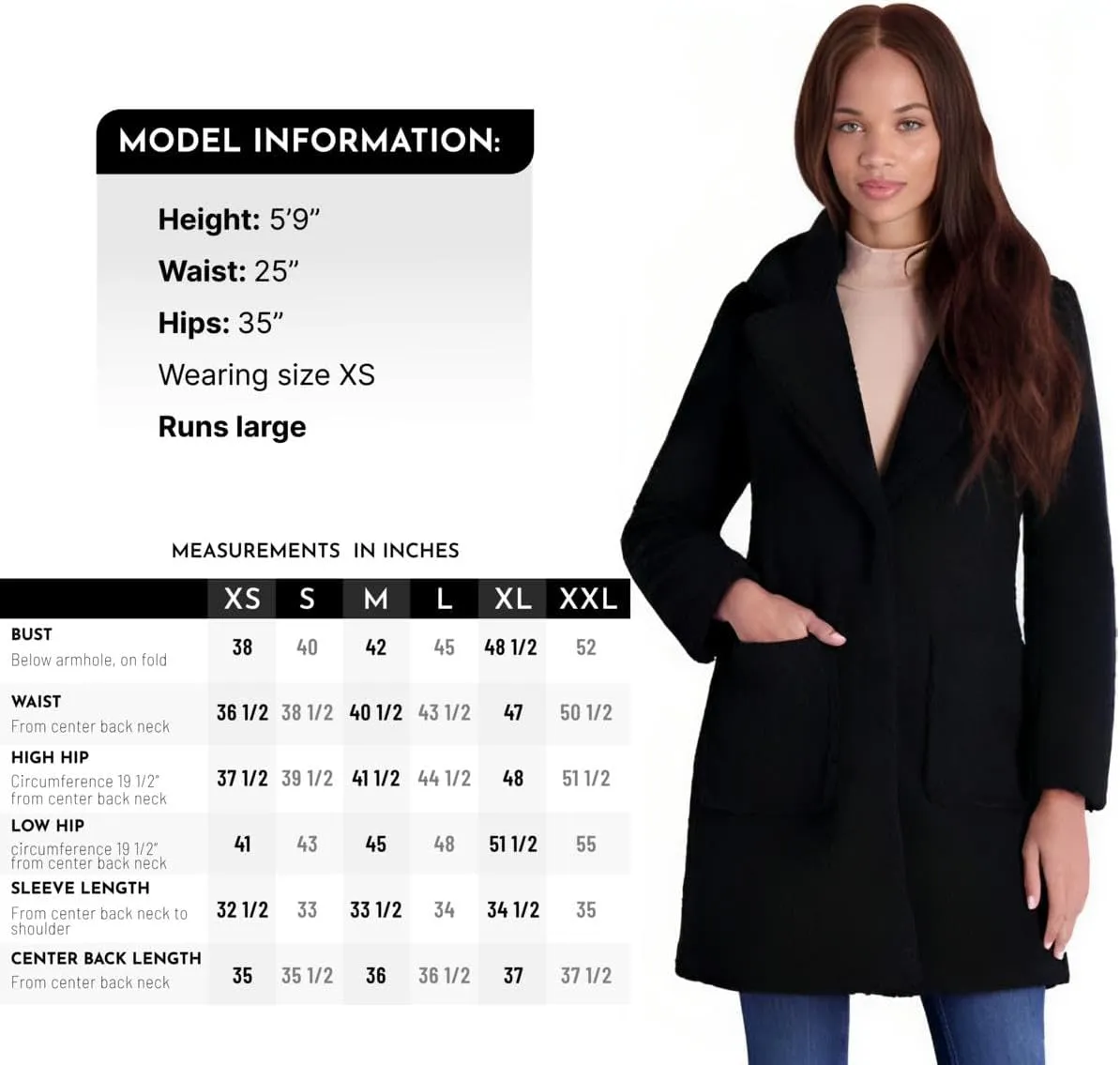 French Connection Women's Faux Shearling Teddy Lapel Midi Coat