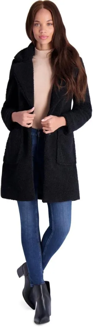 French Connection Women's Faux Shearling Teddy Lapel Midi Coat
