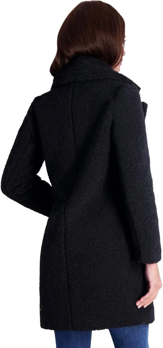 French Connection Women's Faux Shearling Teddy Lapel Midi Coat