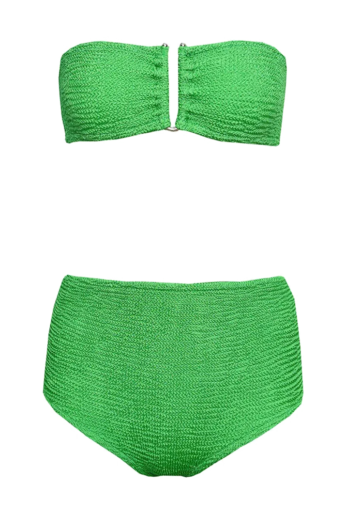 Frida Green Scrunch High Rise Bandeau Bikini