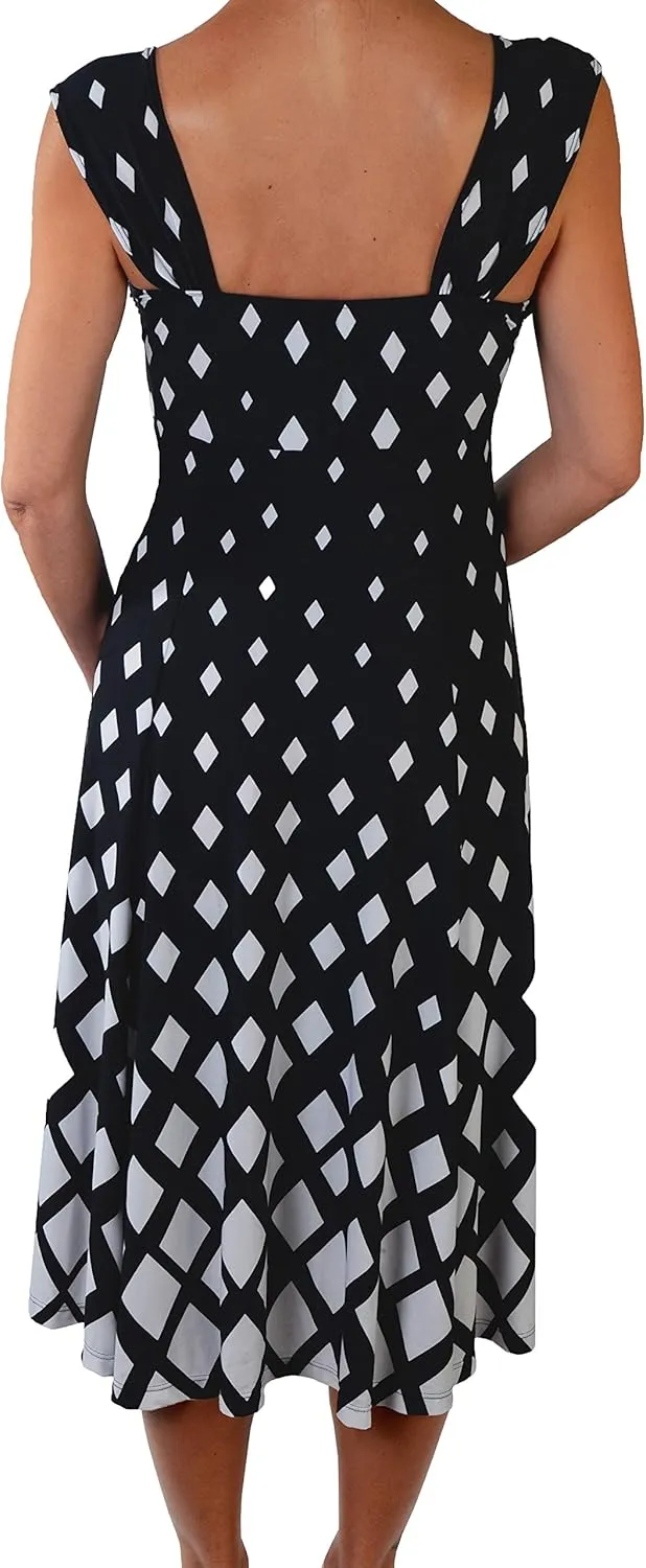 Funfash Plus Size Midi Dress Slimming A Line Cocktail Cruise Dress Black White