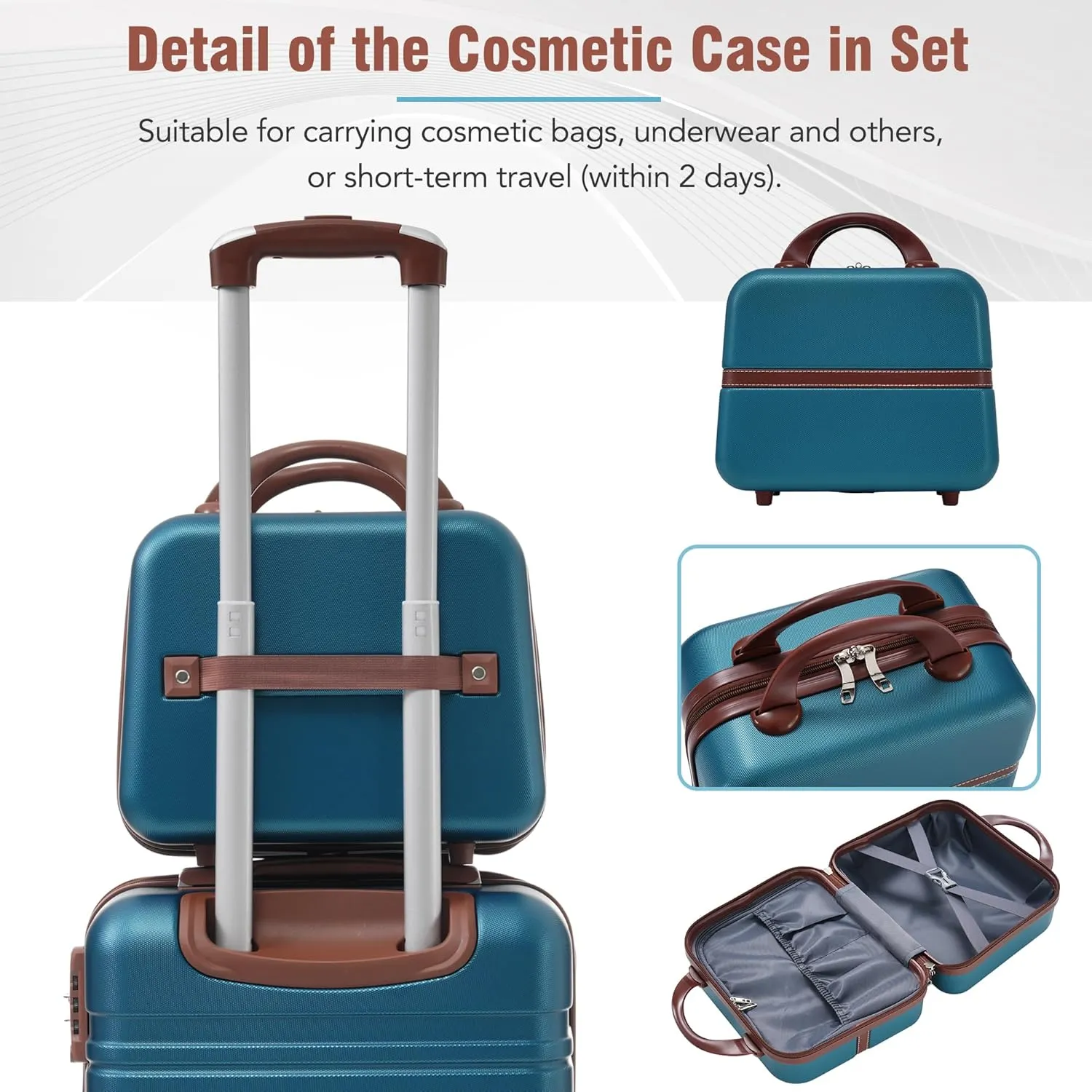 FUNNy elf Hardshell Luggage Set of 3, 20" 28" Luggages and Cosmetic Case with 360 Spinner Wheels, Expandable Feature, TSA Lock, Lightweight Luggage Set (Blue)