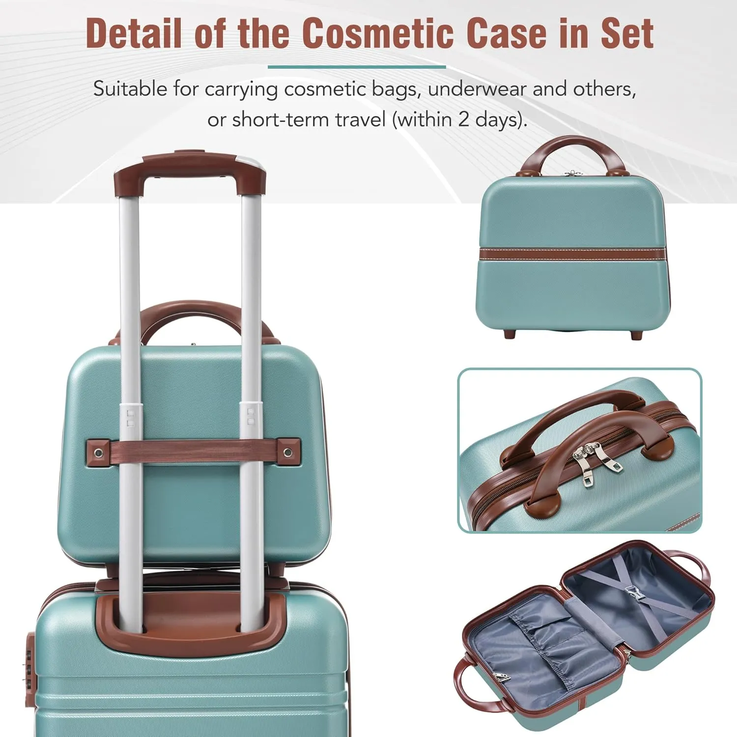 FUNNy elf Hardshell Luggage Set of 3, 20" 28" Luggages and Cosmetic Case with 360 Spinner Wheels, Expandable Feature, TSA Lock, Lightweight Luggage Set (Green)