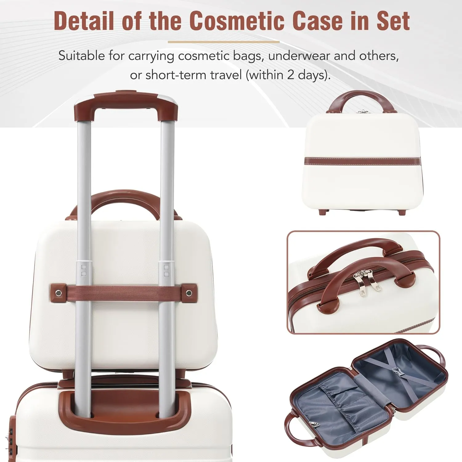 FUNNy elf Hardshell Luggage Set of 3, 20" 28" Luggages and Cosmetic Case with 360 Spinner Wheels, Expandable Feature, TSA Lock, Lightweight Luggage Set (White)
