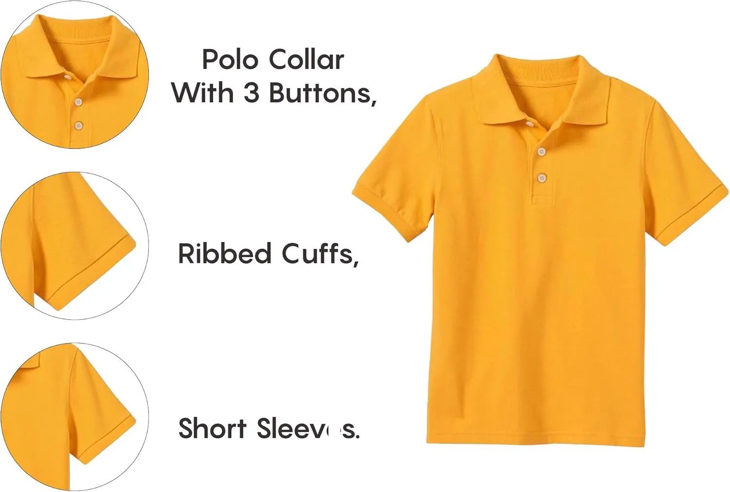 Galaxy by Harvic 5-Pack School Uniform Tagless Polo Tshirt for Little Boys & Big Boys