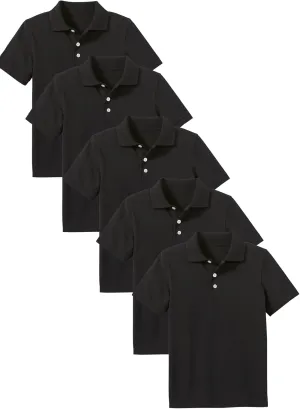 Galaxy by Harvic 5-Pack School Uniform Tagless Polo Tshirt for Little Boys & Big Boys