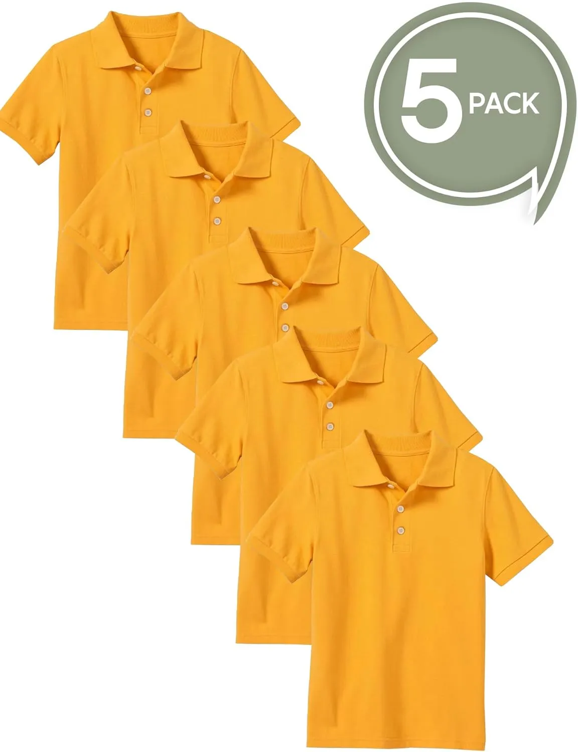Galaxy by Harvic 5-Pack School Uniform Tagless Polo Tshirt for Little Boys & Big Boys