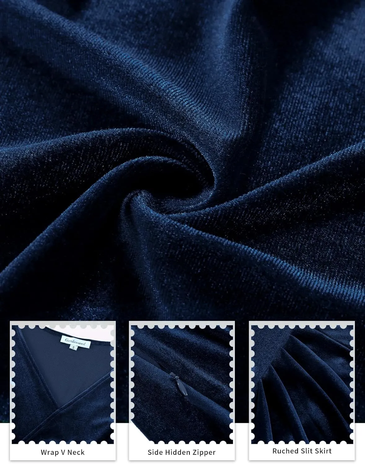 Gardenwed Womens Long Sleeve Velvet Maxi Dress Plus Size Wrap V Neck Long Formal Evening Cocktail Party Dress
