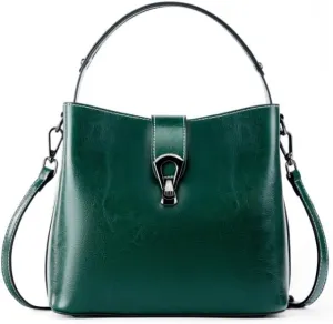 Genuine Leather Handbags for Women Vintage Fashionable and Versatile Shoulder Tote Crossbody Bucket Bags with zipper