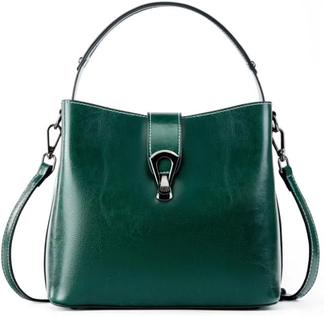 Genuine Leather Handbags for Women Vintage Fashionable and Versatile Shoulder Tote Crossbody Bucket Bags with zipper