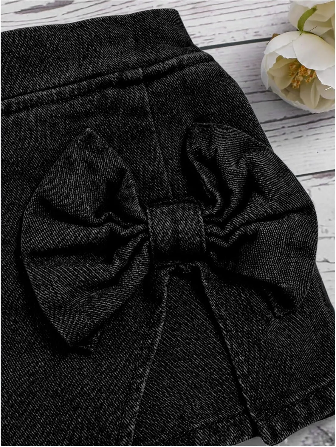 Girl's High Waist Denim Skort Bow Front Split Elastic Waist Summer Casual Jean Skirt Shorts