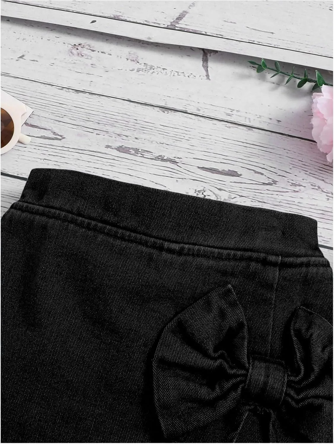 Girl's High Waist Denim Skort Bow Front Split Elastic Waist Summer Casual Jean Skirt Shorts