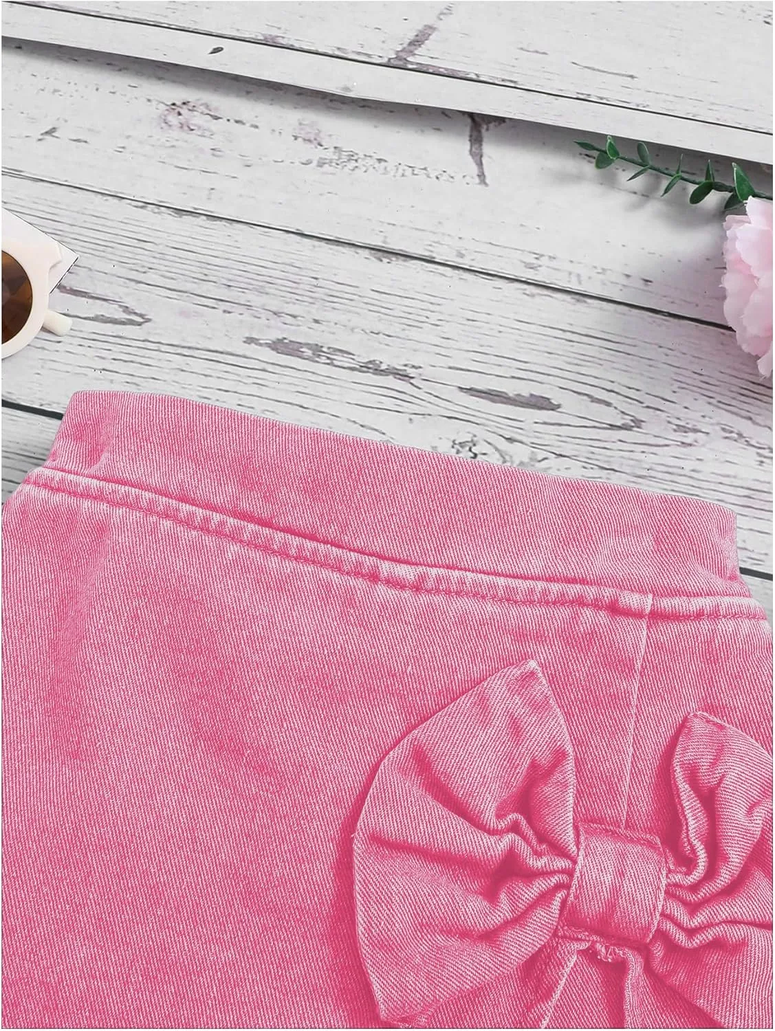 Girl's High Waist Denim Skort Bow Front Split Elastic Waist Summer Casual Jean Skirt Shorts