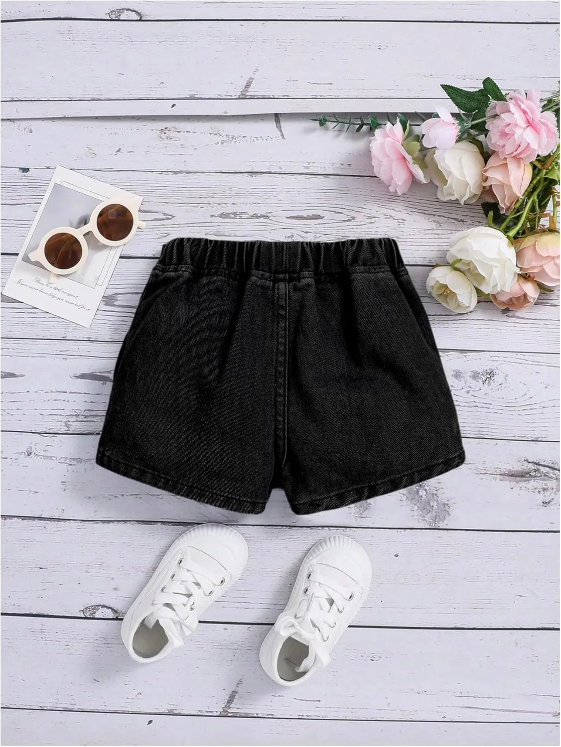 Girl's High Waist Denim Skort Bow Front Split Elastic Waist Summer Casual Jean Skirt Shorts