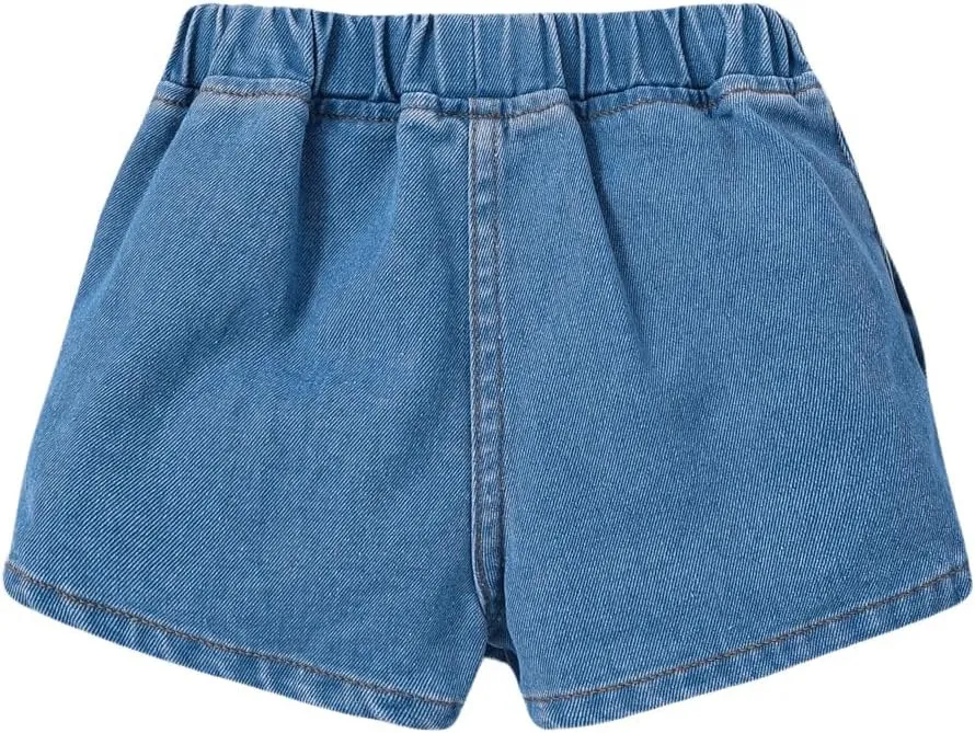 Girl's High Waist Denim Skort Bow Front Split Elastic Waist Summer Casual Jean Skirt Shorts