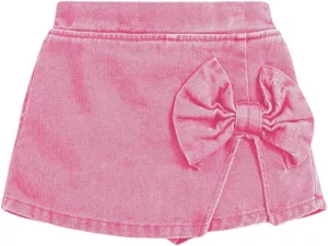 Girl's High Waist Denim Skort Bow Front Split Elastic Waist Summer Casual Jean Skirt Shorts