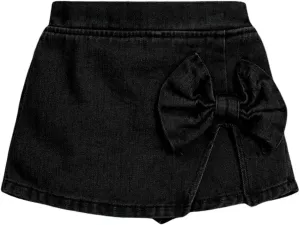 Girl's High Waist Denim Skort Bow Front Split Elastic Waist Summer Casual Jean Skirt Shorts