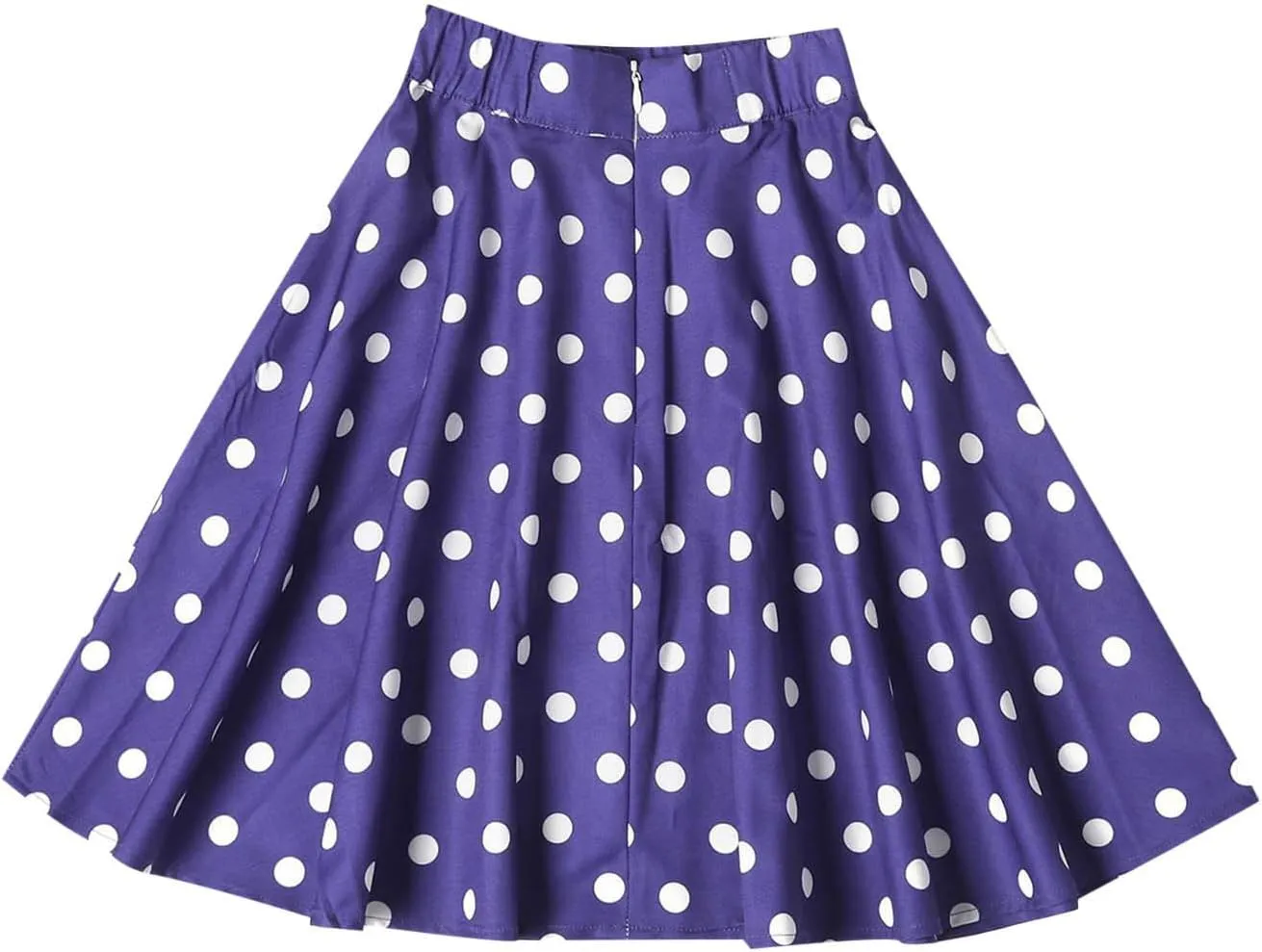 Girls Knee Length Flowy A-Line Skirt Fashion Polka Dot Smocked A-Line Skirts Pull-on Elastic Waist Pleated Skirt