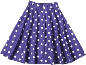 Girls Knee Length Flowy A-Line Skirt Fashion Polka Dot Smocked A-Line Skirts Pull-on Elastic Waist Pleated Skirt