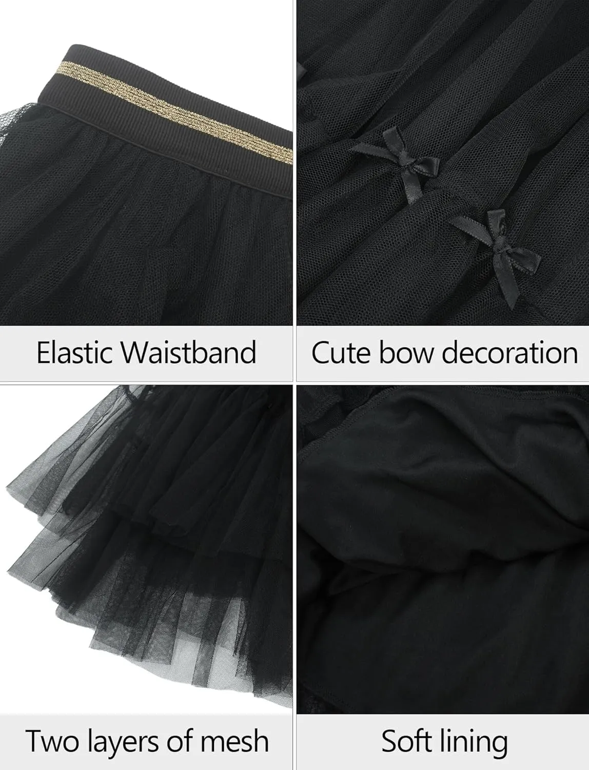 Girls Tulle Skirts Midi Elastic High Waist Pleated Mesh Flowy A-Line Party Long Tutu Skirts