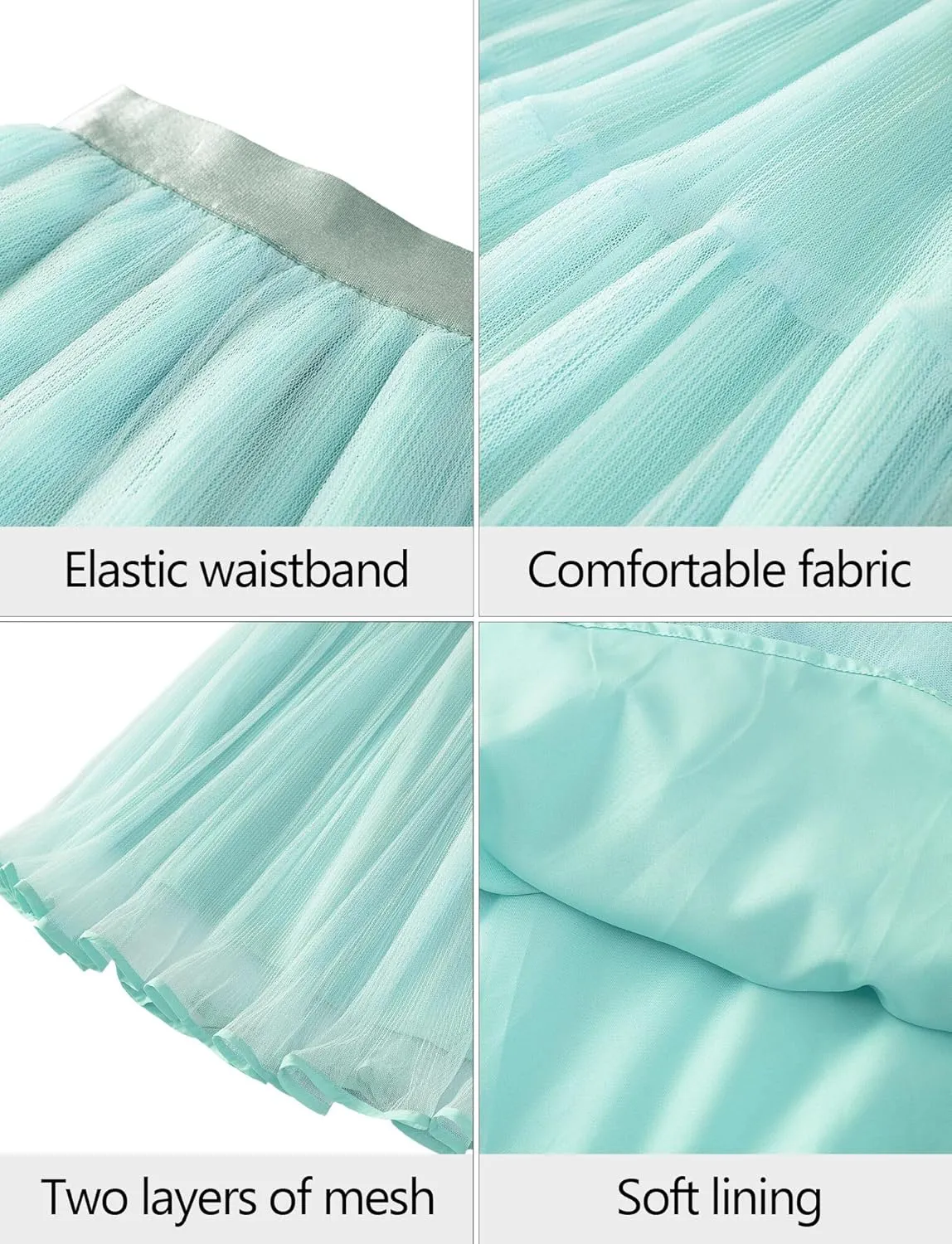 Girls Tulle Skirts Midi Elastic High Waist Pleated Mesh Flowy A-Line Party Long Tutu Skirts