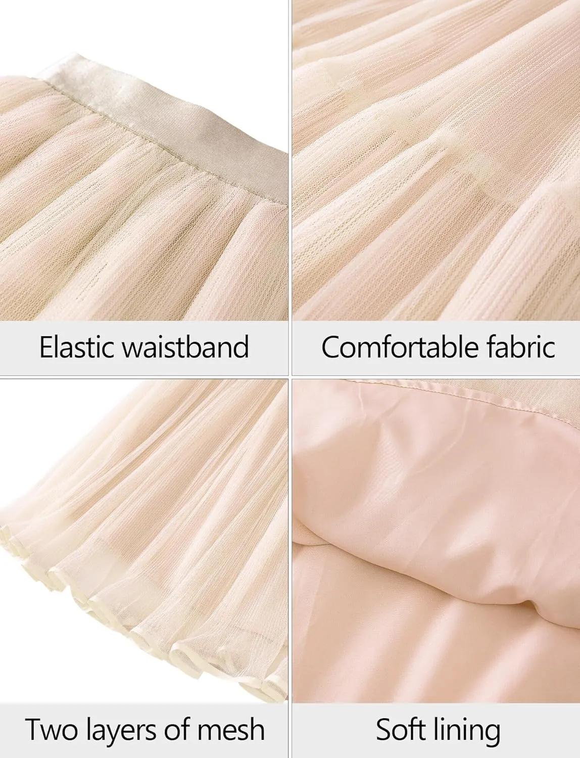 Girls Tulle Skirts Midi Elastic High Waist Pleated Mesh Flowy A-Line Party Long Tutu Skirts