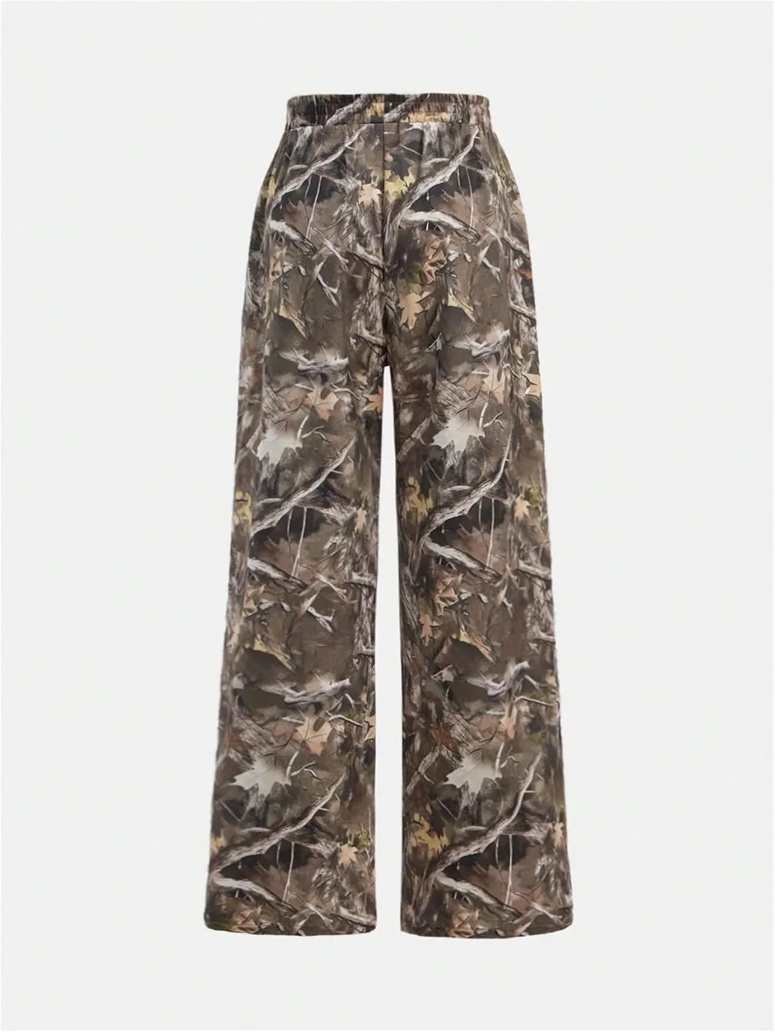 Girl's Wide Leg Camo Pants Elastic High Waisted Baggy Long Trousers Streetwear