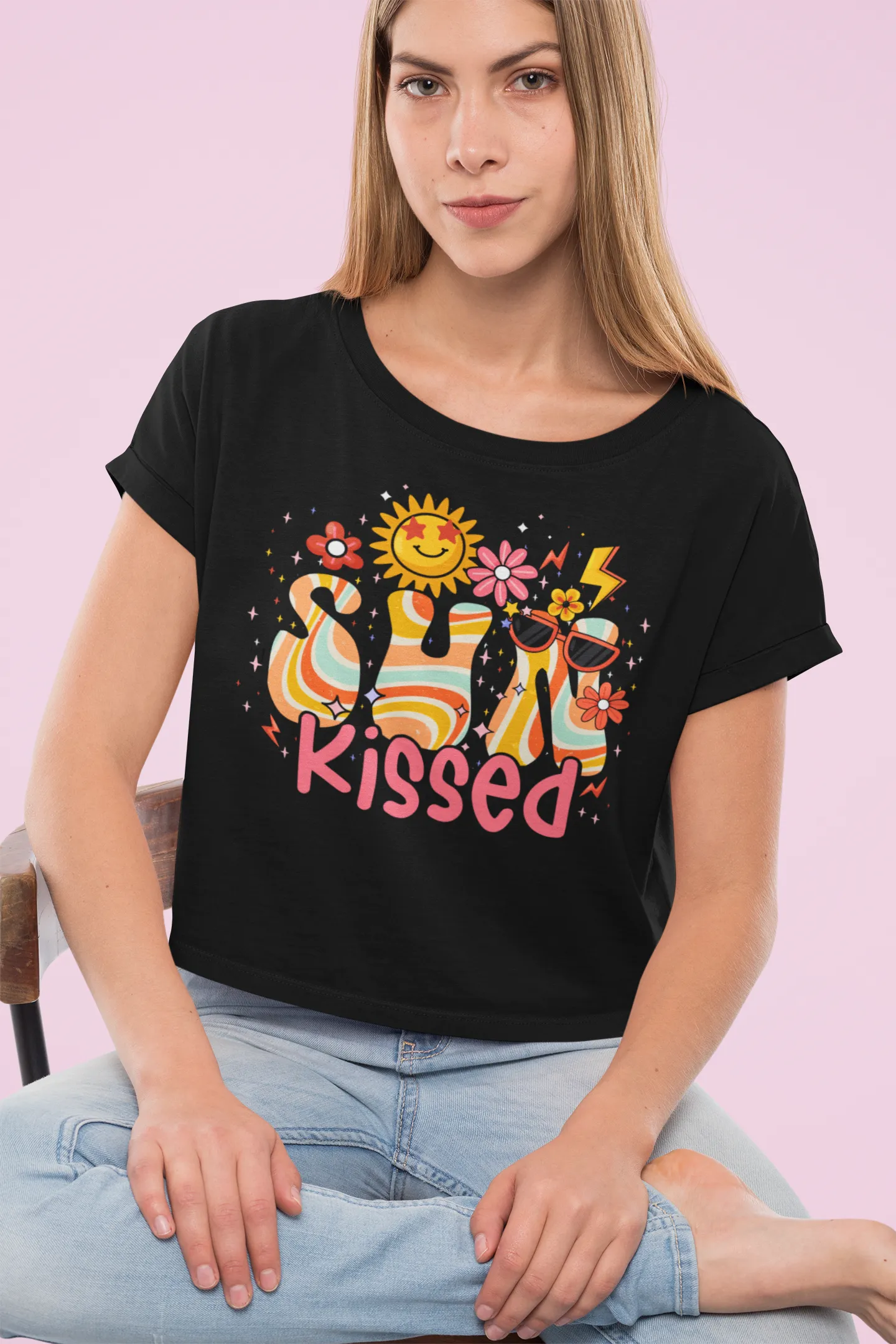 Glow Like the Sun– Bright & Breezy Graphic Crop Top