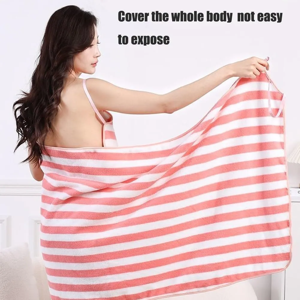 Glow Wrap Towel with Straps, Glowwrap Sling Bath Towel Dress, Wearable Towels Dress Absorbent Bath Robe(Pink,L)
