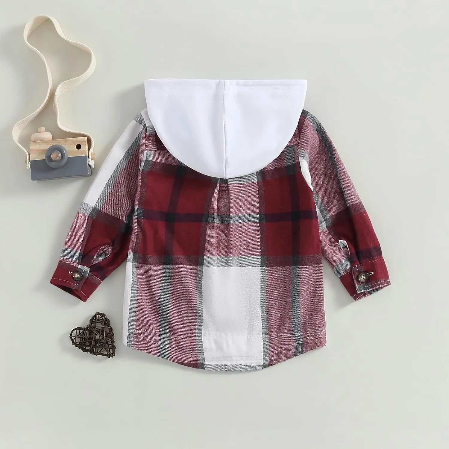 GOOCHEER Toddler Baby Boy Girl Plaid Jacket Hoodie Long Sleeve Button Down Shirts Coats Outerwear Shacket Cardigan Top