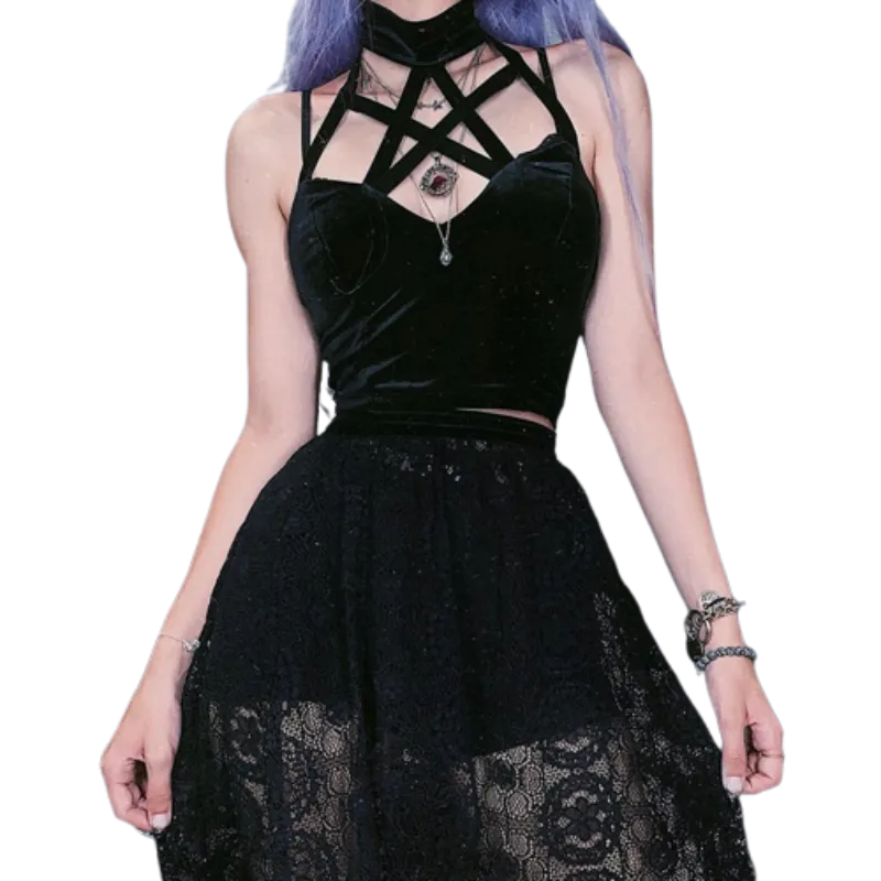 Gothic Cross Print Lace Bodycon Crop Tops Embrace Y2K Aesthetic and Summer Style with Sexy Black and Red Camis for Women and Girls