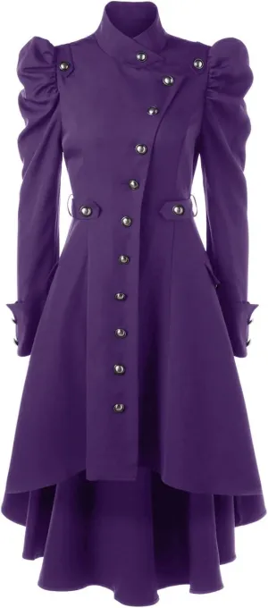 Gothic Vintage Womens Steampunk Victorian Swallow Tail Long Trench Coat Jacket