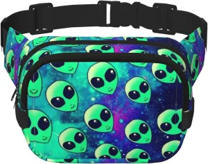 Green Aliens Fanny Pack Belt Bag For Women And Men, Fashionable Waist Pack For Traveling, Hiking
