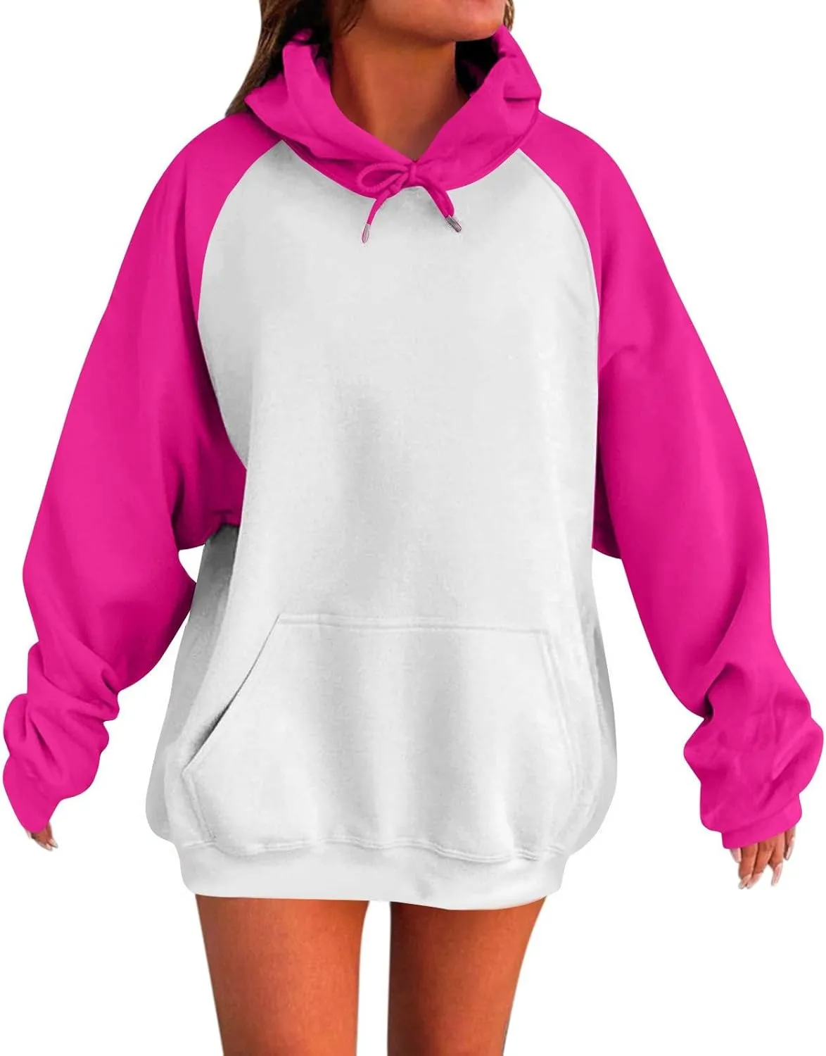 Gumipy Oversized Hoodies for Women Trendy Fleece Color Block Womens Sweatshirt Hoodies Plus Size Winter Clothes with Pocket